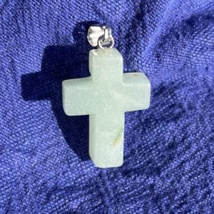 lithothérapie, pierres fines, pierres naturelles, bien-entre, bijoux, fait main, Pendentif Croix - Aventurine