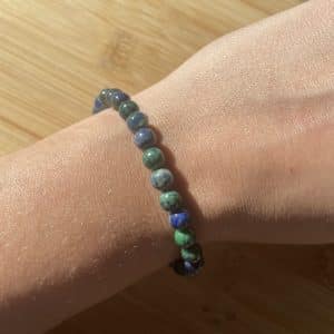 lithothérapie, pierres fines, pierres naturelles, bien-entre, bijoux, fait main, Bracelet Lou - Azurite Malachite 6mm