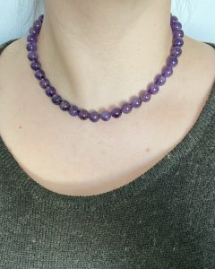 Collier Bulle - Améthyste 10mm - bijoux - fait main - lithothérapie - pierres fines - pierres naturelles - boutique - france