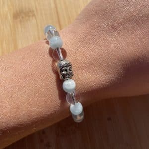 pierres fines pierres naturelles lithothérapie bijoux - Bracelet Camille - Aigue Marine et Cristal de Roche 8mm