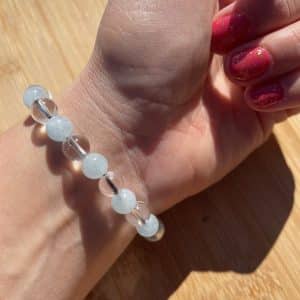 pierres fines pierres naturelles lithothérapie bijoux - Bracelet Camille - Aigue Marine et Cristal de Roche 8mm