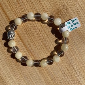 pierres fines pierres naturelles lithothérapie bijoux - Bracelet Camille - Calcite Jaune et Cristal de Roche 8mm