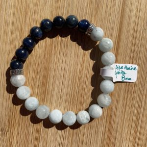 pierres fines pierres naturelles lithothérapie bijoux - Bracelet Nicolas - Aigue Marine et Cyanite 9 et 8mm
