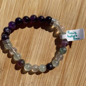 pierres fines pierres naturelles lithothérapie bijoux - Bracelet Nicolas - Améthyste et Fluorite 8mm