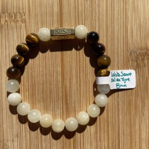 pierres fines pierres naturelles lithothérapie bijoux - Bracelet Baba - Calcite Jaune et Oeil de Tigre 8mm