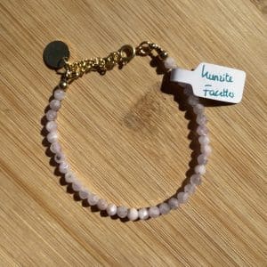 pierres fines pierres naturelles lithothérapie bijoux - Bracelet Facettes - Kunzite - inox doré