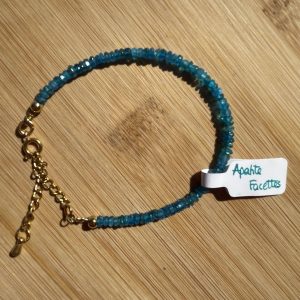 pierres fines pierres naturelles lithothérapie bijoux - Bracelet Facettes - Apatite - inox doré