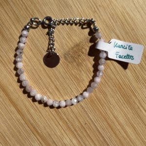 pierres fines pierres naturelles lithothérapie bijoux - Bracelet Facette - Kunzite - inox argenté