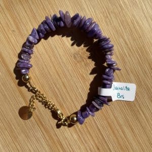 pierres fines pierres naturelles lithothérapie bijoux - Bracelet Brisures - Charoïte - Inox doré