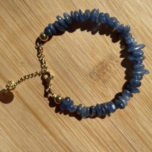pierres fines pierres naturelles lithothérapie bijoux - Bracelet Brisures - Cyanite - inox doré