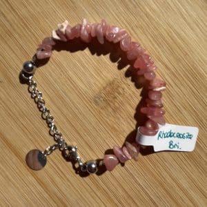 pierres fines pierres naturelles lithothérapie bijoux - Bracelet Brisures - Rhodochrosite - Inox argenté