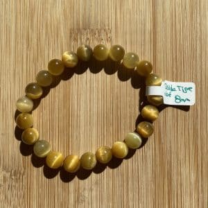 lithoth&eacute;rapie, pierres fines, pierres naturelles, bien-entre, bijoux, fait main, Bracelet Lou - Oeil de Tigre dor&eacute; 8mm