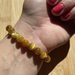 lithothérapie, pierres fines, pierres naturelles, bien-entre, bijoux, fait main, Bracelet Lou - Oeil de Tigre doré 8mm