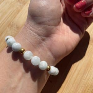 lithothérapie, pierres fines, pierres naturelles, bien-entre, bijoux, fait main, Bracelet Luce - Aigue Marine 9mm - inox doré