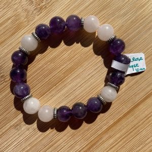 pierres fines pierres naturelles lithothérapie bijoux - Bracelet Delph - Quartz Rose et Amethyste 10mm