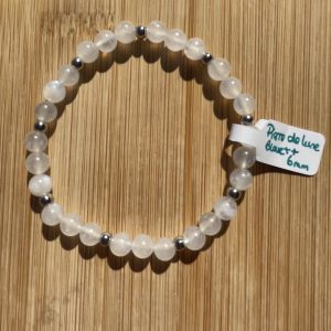 pierres fines pierres naturelles lithothérapie bijoux - Bracelet Luce - Pierre de Lune Bleutée A 6mm - inox argenté