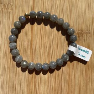 pierres fines pierres naturelles lithothérapie bijoux - Bracelet Bulle - Labradorite 7mm - Inox doré