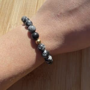 pierres fines pierres naturelles lithothérapie bijoux - Bracelet Bulle - Obsidienne Neige 8mm