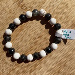 pierres fines pierres naturelles lithothérapie bijoux - Bracelet Lou - Biotite et Magnésite 8mm