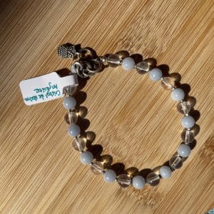 pierres fines pierres naturelles lithothérapie bijoux - Bracelet Mélinda - Angélite et Cristal de Roche 6mm