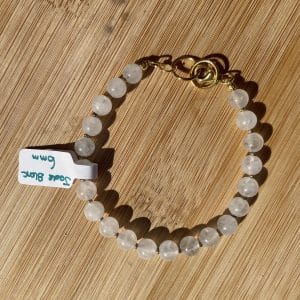 pierres fines pierres naturelles lithothérapie bijoux - Bracelet Mélinda - Jade Blanc 6mm - inox doré