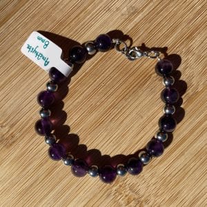 pierres fines pierres naturelles lithothérapie bijoux - Bracelet Bonnie - Améthyste 8mm - inox argenté