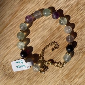 pierres fines pierres naturelles lithothérapie bijoux - Bracelet Bonnie - Fluorite 8mm - inox doré