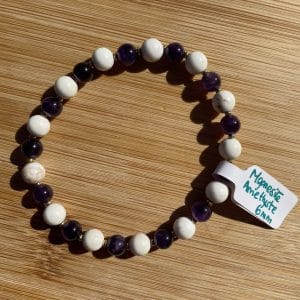 lithothérapie, pierres fines, pierres naturelles, bien-entre, bijoux, fait main, Bracelet Joyce - Améthyste et Magnésite 6mm