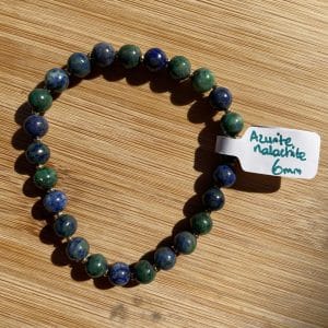 lithothérapie, pierres fines, pierres naturelles, bien-entre, bijoux, fait main, Bracelet Joyce - Azurite Malachite 6mm
