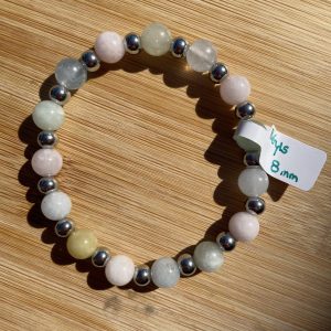 pierres fines pierres naturelles lithothérapie bijoux - Bracelet Caroline - Béryls 8mm - Inox argenté