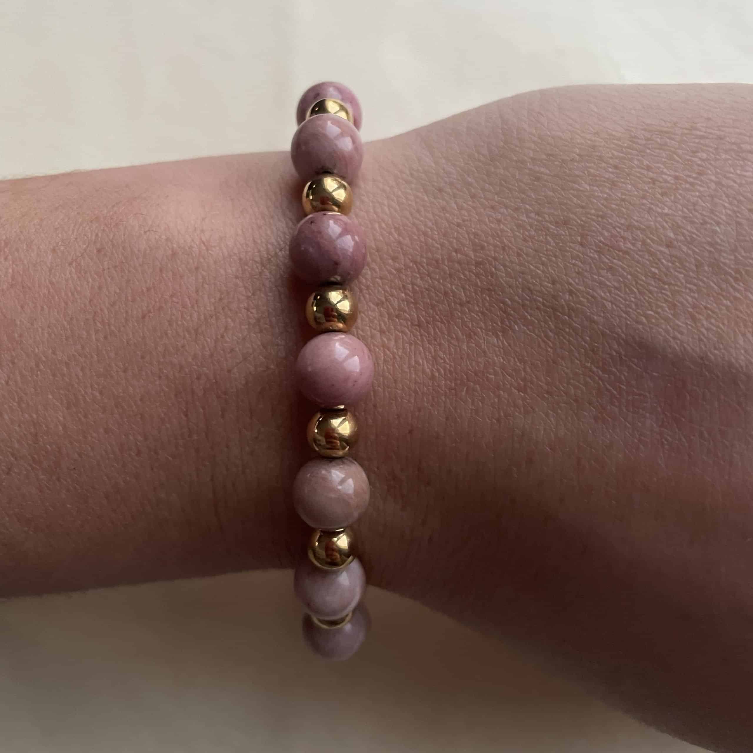 pierres fines pierres naturelles lithothérapie bijoux Bracelet Rhodonite Unie