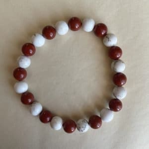 pierres fines pierres naturelles lithoth&eacute;rapie bijoux Bracelet jaspe rouge et magn&eacute;site