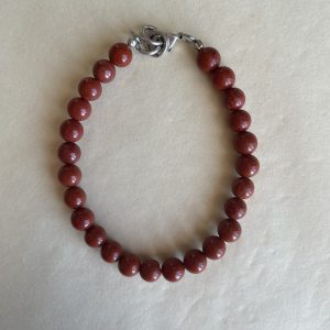 pierres fines pierres naturelles lithothérapie bijoux Bracelet Jaspe Rouge fermoir inoxydable argenté