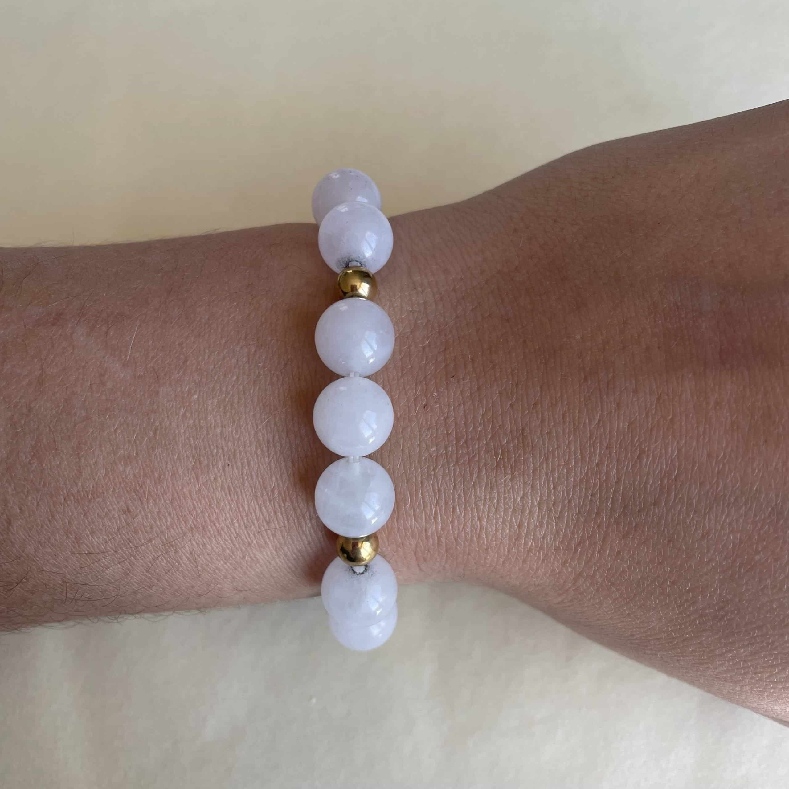 pierres fines pierres naturelles lithothérapie bijoux Bracelet quartz rose inox doré