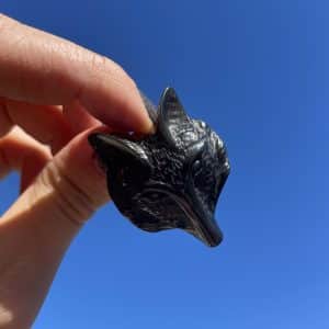 Pendentif Loup - Obsidienne Noire - Bijoux - Lithothérapie - Pierres fines - Pierres Naturelles