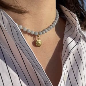 Collier Bella - Angelite 6mm - Collier - Bijoux - Lithothérapie - Pierres fines - Pierres Naturelles