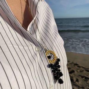Sautoir - Bijoux - Lithothérapie - Pierres fines - Pierres Naturelles - Obsidienne Noire