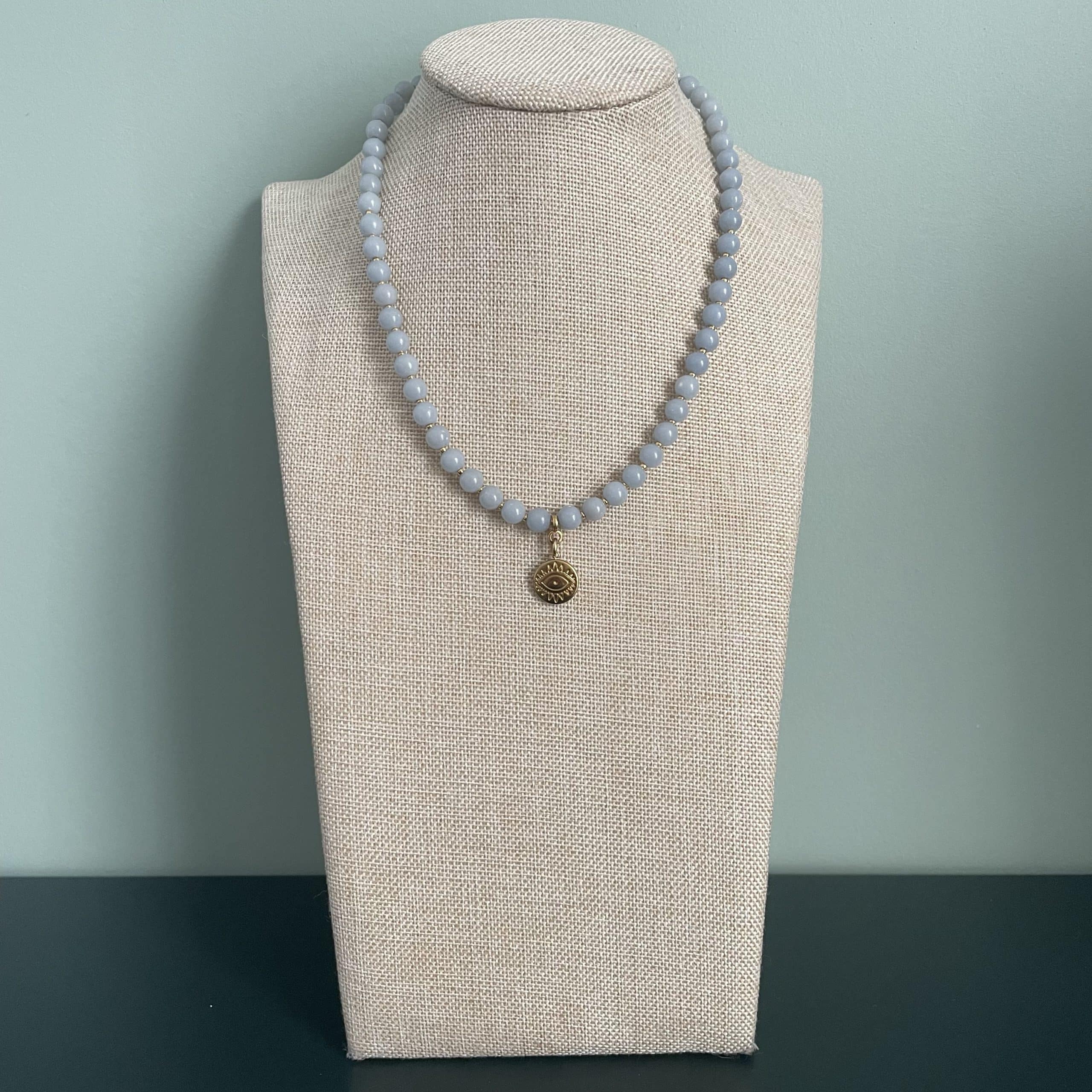 Collier Bella - Angelite 6mm - Collier - Bijoux - Lithothérapie - Pierres fines - Pierres Naturelles