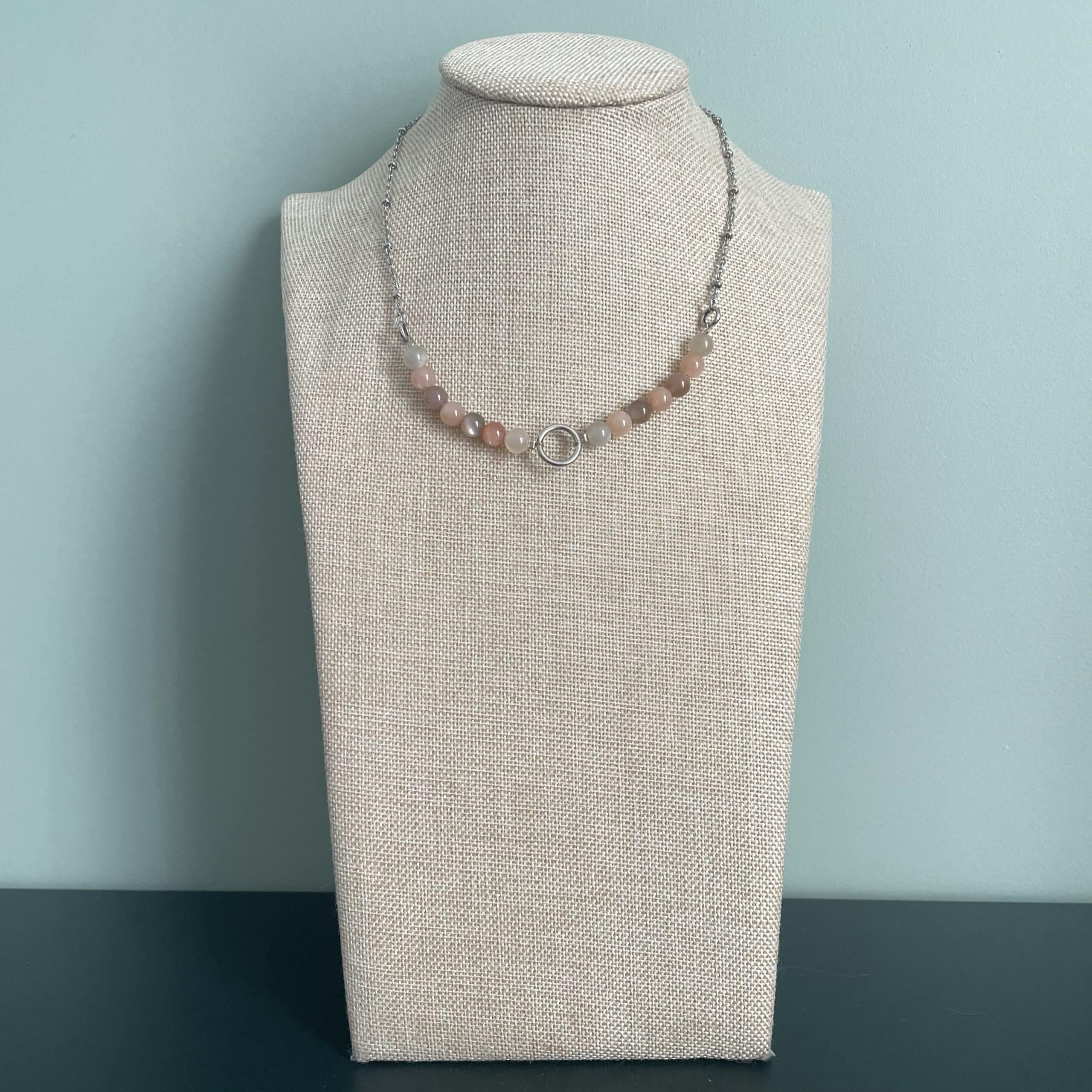 Collier Livia - Pierre de lune mix 6mm - Collier - Bijoux - Lithothérapie - Pierres fines - Pierres Naturelles