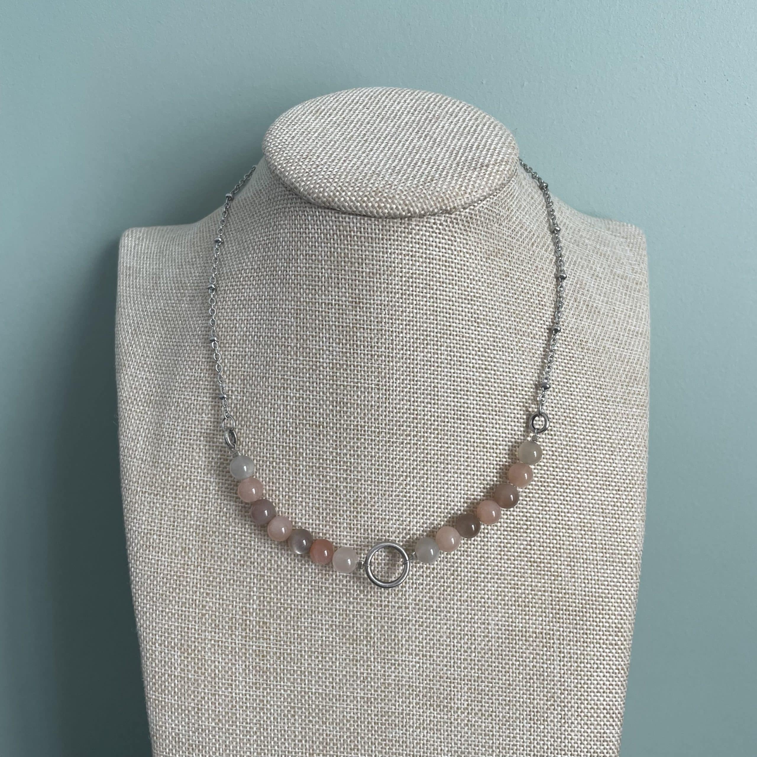 Collier Livia - Pierre de lune mix 6mm - Collier - Bijoux - Lithothérapie - Pierres fines - Pierres Naturelles