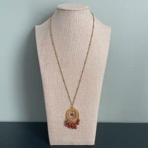 Sautoir Alba - Inox doré - Jaspe Rouge - Collier - Bijoux - Lithothérapie - Pierres fines - Pierres Naturelles