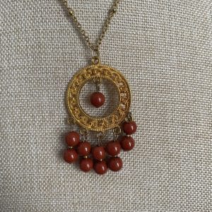 Sautoir Alba - Inox doré - Jaspe Rouge - Collier - Bijoux - Lithothérapie - Pierres fines - Pierres Naturelles