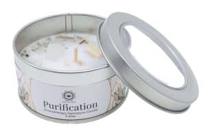 Bougie Parfumée - "Purification" Sélénite et Sauge Blanche - 70g. Aromathérapie / Lithothérapie
