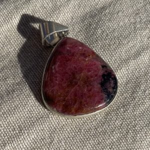 lithothérapie, pierres fines, pierres naturelles, bien-entre, bijoux, fait main, Pendentif - Rhodonite