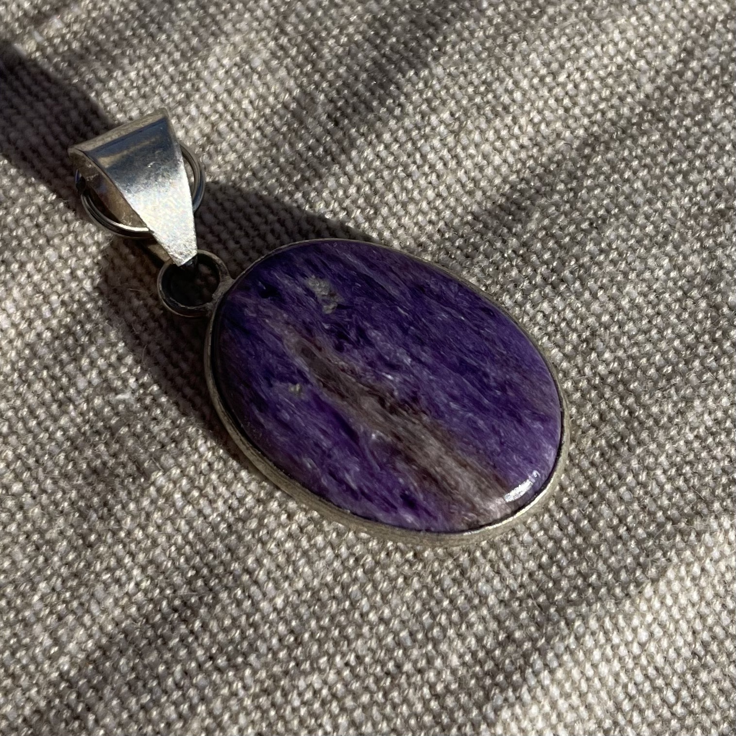 lithothérapie, pierres fines, pierres naturelles, bien-entre, bijoux, fait main, Pendentif - Charoïte