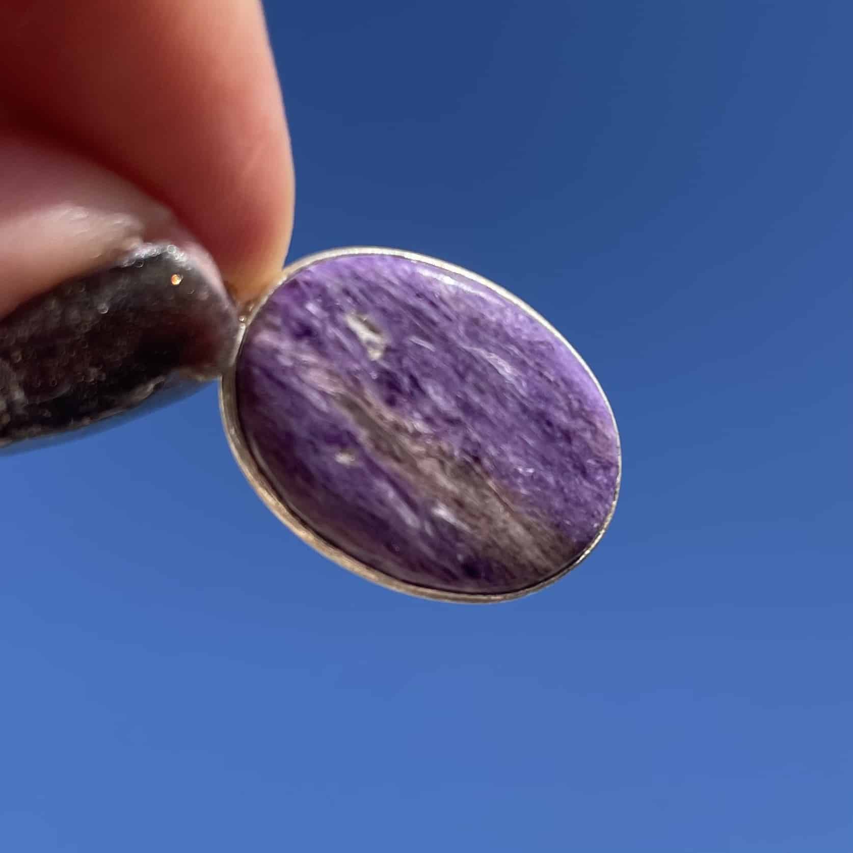 lithothérapie, pierres fines, pierres naturelles, bien-entre, bijoux, fait main, Pendentif - Charoïte