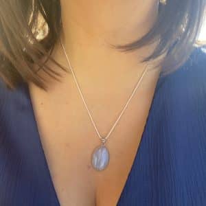 lithothérapie, pierres fines, pierres naturelles, bien-entre, bijoux, fait main, Pendentif - Calcédoine bleue