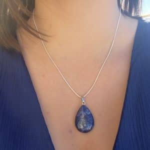 lithothérapie, pierres fines, pierres naturelles, bien-entre, bijoux, fait main, Pendentif Goutte - Lapis lazuli