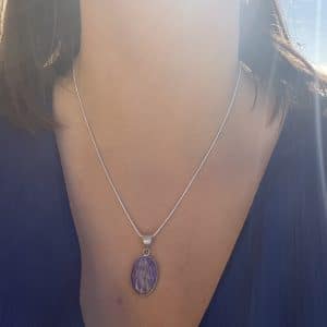 lithothérapie, pierres fines, pierres naturelles, bien-entre, bijoux, fait main, Pendentif - Charoïte