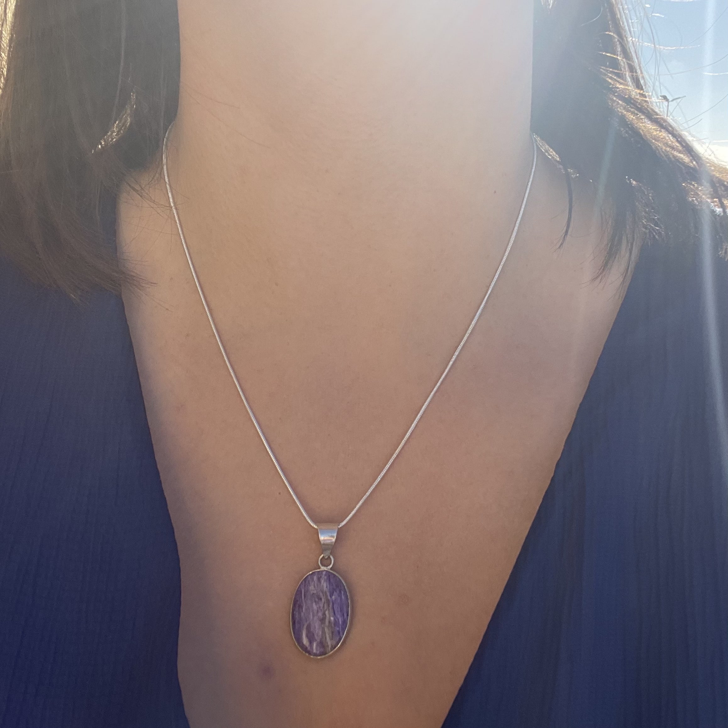 lithothérapie, pierres fines, pierres naturelles, bien-entre, bijoux, fait main, Pendentif - Charoïte